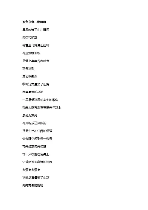 歌曲《五色斑斓》歌词