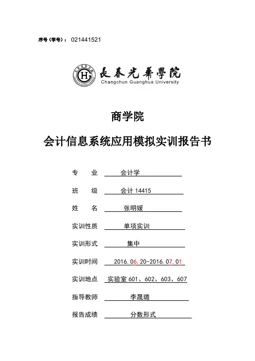 《会计信息系统应用模拟实训》课程设计报告模板