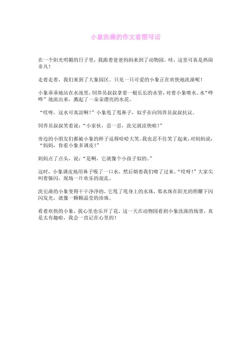小象洗澡的作文看图写话