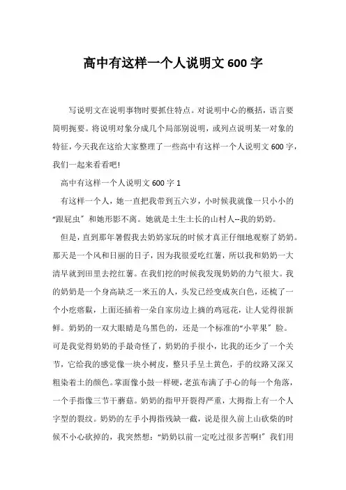 (说明文)高中有这样一个人说明文600字