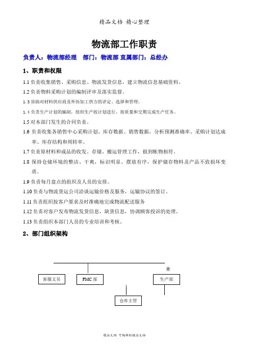 物流部工作职责