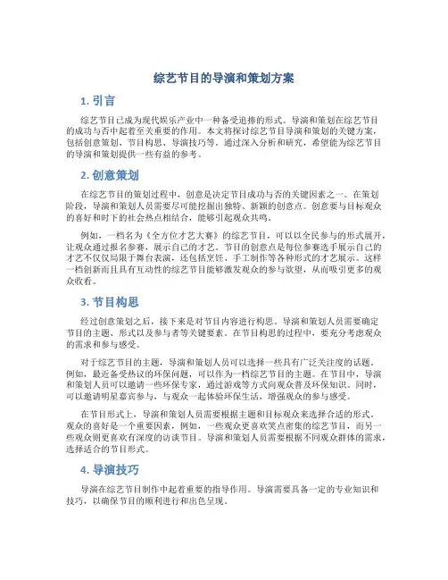 综艺节目的导演和策划方案