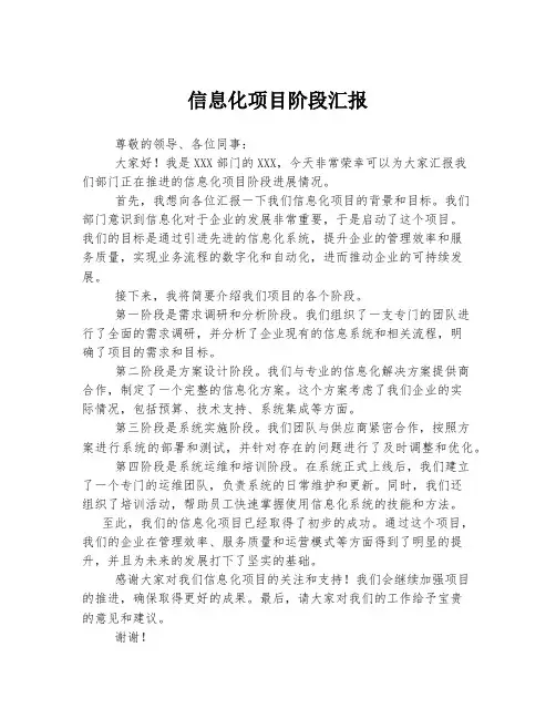 信息化项目阶段汇报