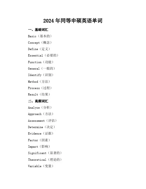 2024年同等申硕英语单词