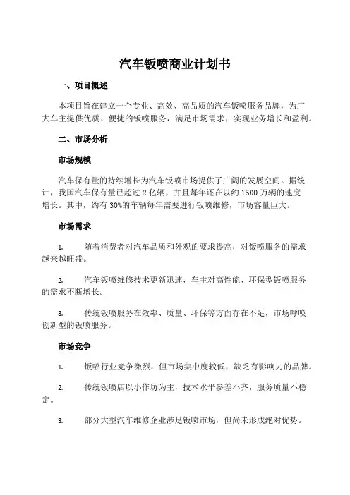 汽车钣喷商业计划书