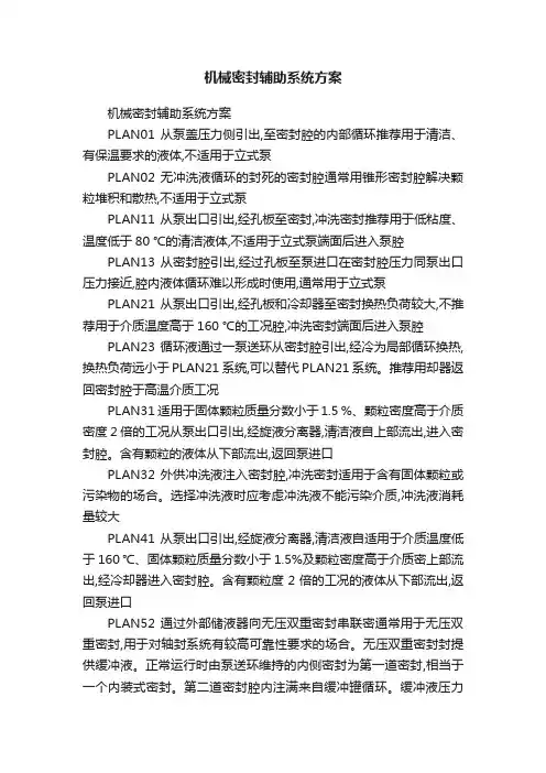 机械密封辅助系统方案