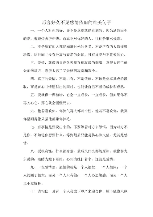 形容好久不见感情依旧的唯美句子