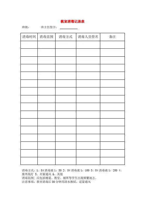 教室消毒记录表