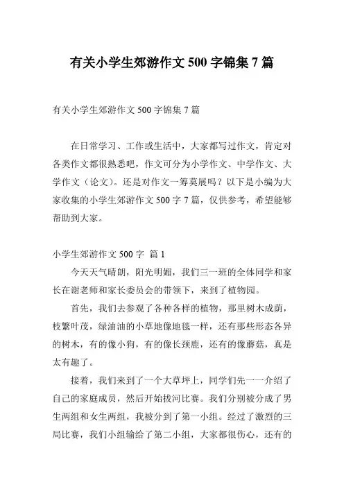 有关小学生郊游作文500字锦集7篇