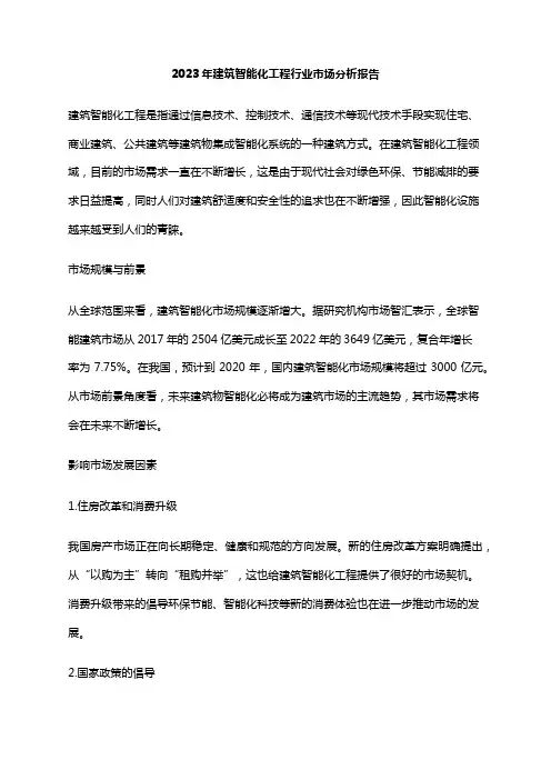 2023年建筑智能化工程行业市场分析报告