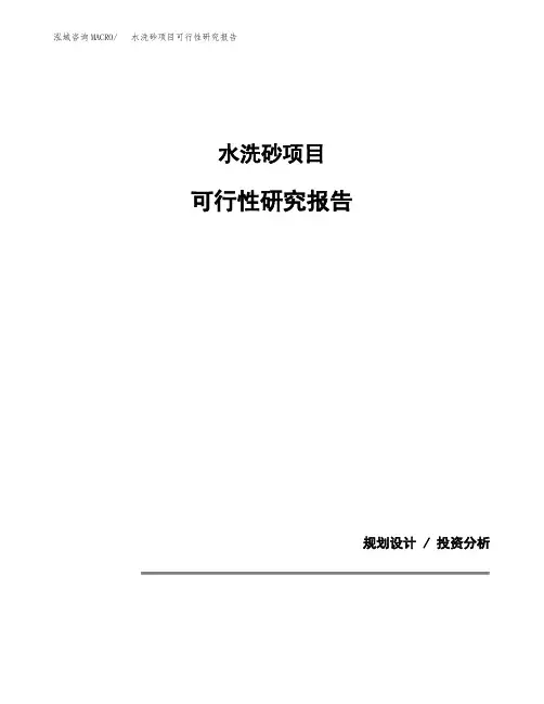 水洗砂项目可行性研究报告