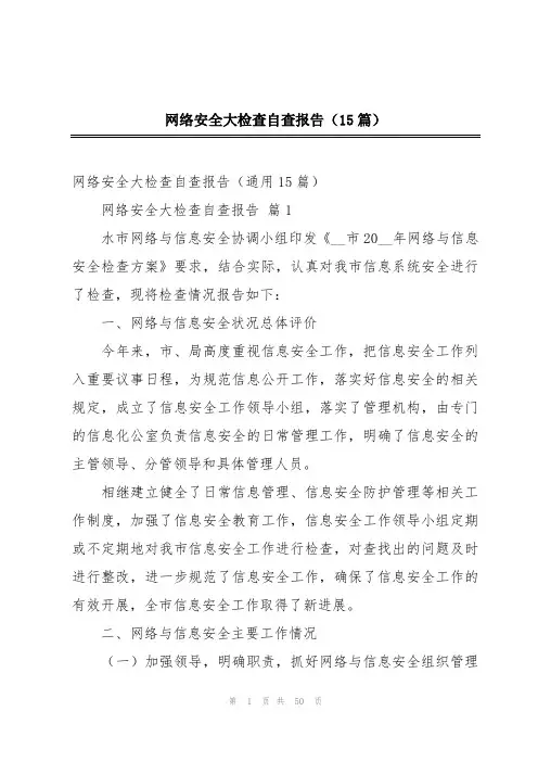 网络安全大检查自查报告(15篇)