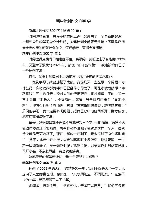 新年计划作文300字