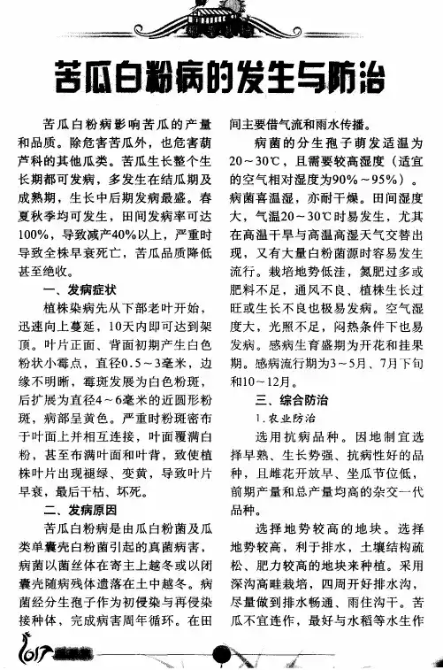 苦瓜白粉病的发生与防治