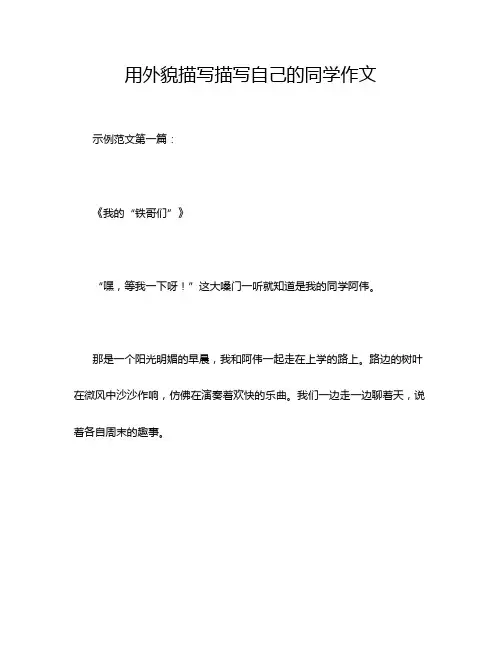 用外貌描写描写自己的同学作文