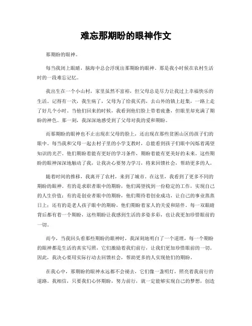 难忘那期盼的眼神作文