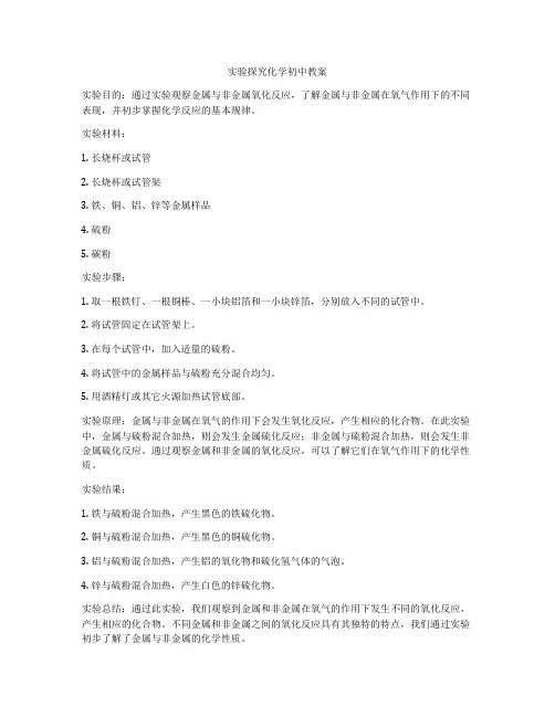 实验探究化学初中教案