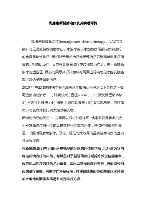 乳腺癌新辅助治疗及其病理评估