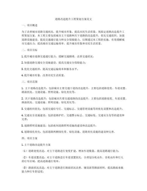 道路改造提升工程策划方案范文