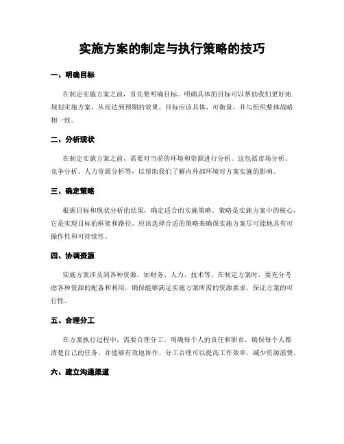 实施方案的制定与执行策略的技巧