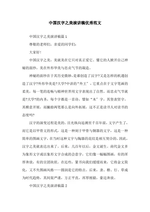 中国汉字之美演讲稿优秀范文精选
