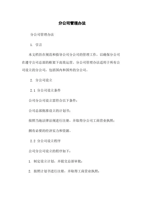 分公司管理办法