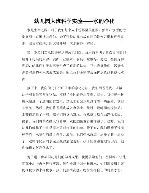 幼儿园大班科学实验——水的净化