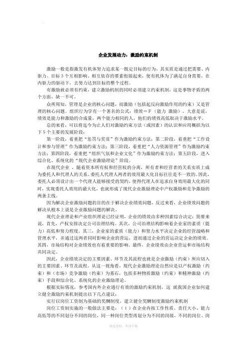 企业发展动力：激励约束机制