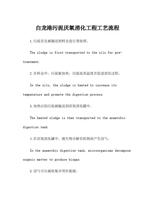 白龙港污泥厌氧消化工程工艺流程