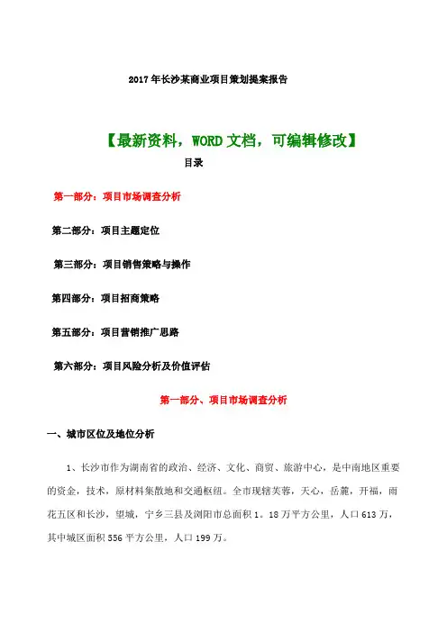 长沙 商业项目策划提案报告