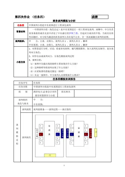 商务谈判第四次形考作业