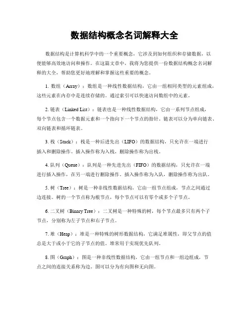 数据结构概念名词解释大全