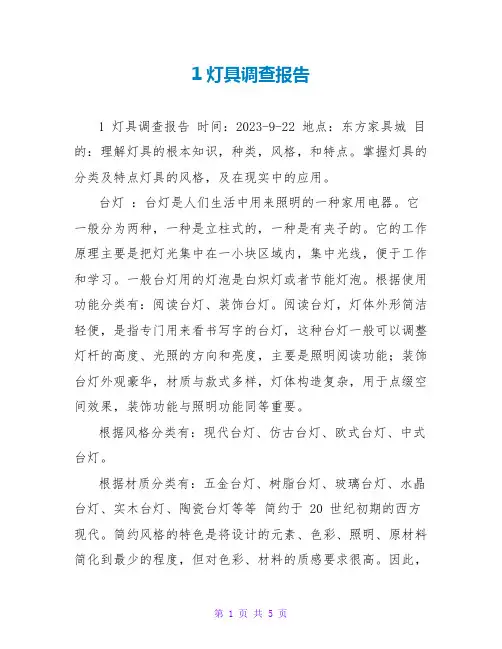 1灯具调查报告