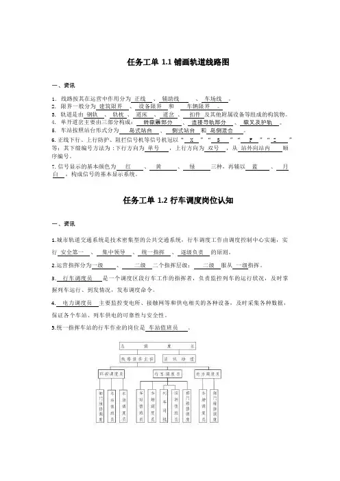 城市轨道交通行车组织任务工单及答案