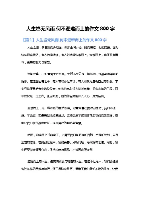 人生岂无风雨,何不迎难而上的作文800字