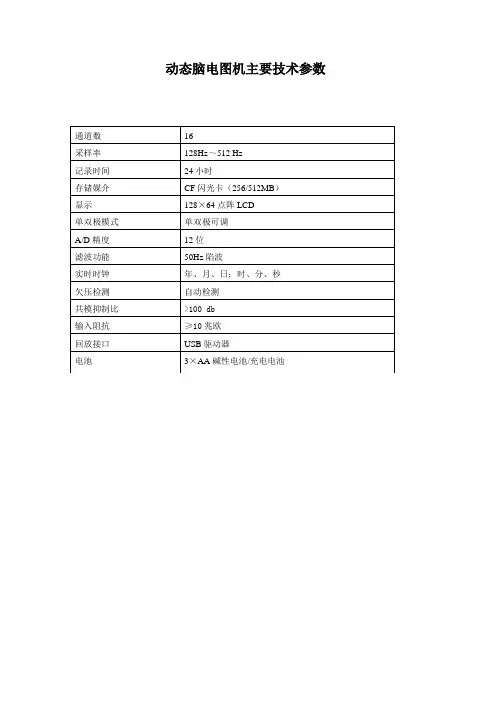动态脑电图机技术参数