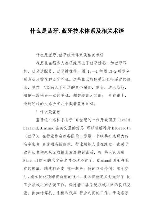 什么是蓝牙,蓝牙技术体系及相关术语