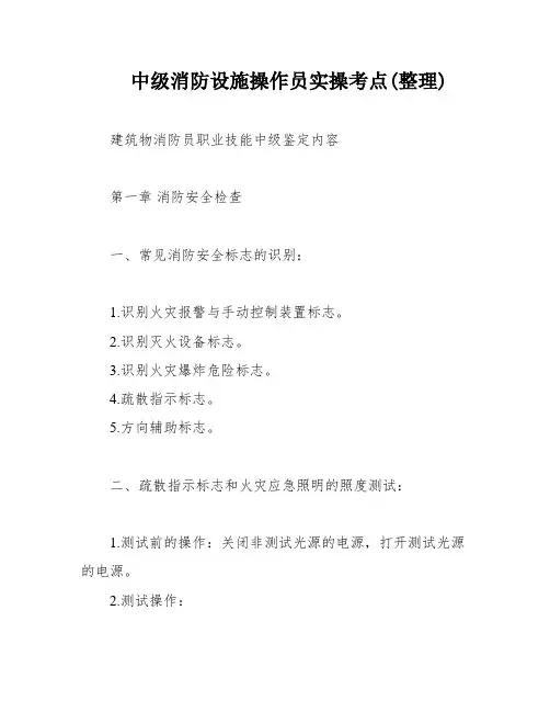 中级消防设施操作员实操考点(整理)