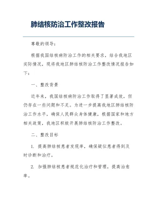 肺结核防治工作整改报告