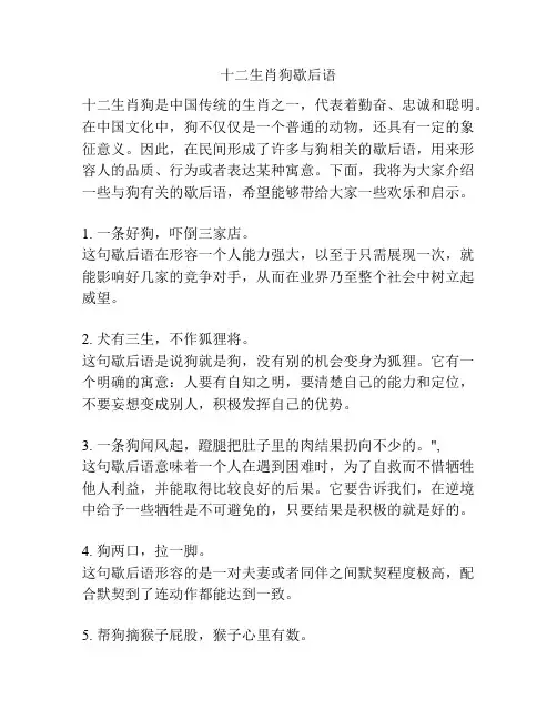 十二生肖狗歇后语