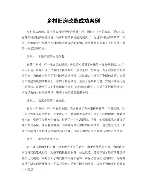 乡村旧房改造成功案例
