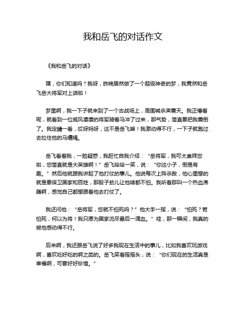 -我和岳飞的对话作文