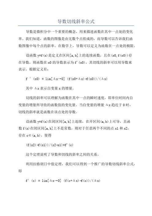 导数切线斜率公式