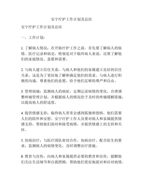 安宁疗护工作计划及总结