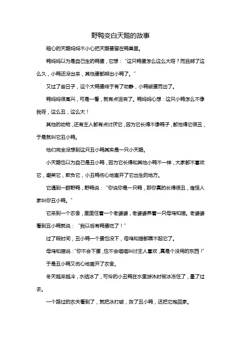 野鸭变白天鹅的故事