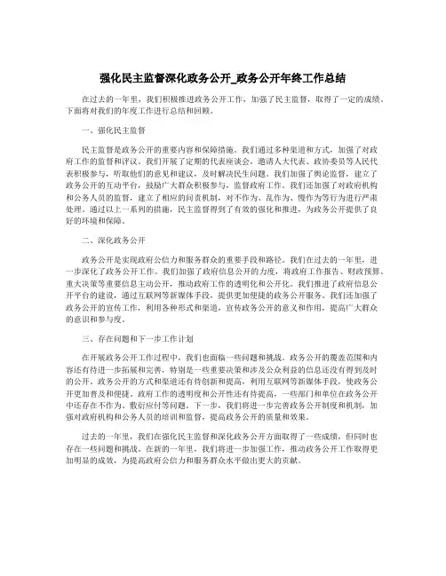 强化民主监督深化政务公开_政务公开年终工作总结