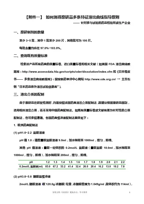 如何测定原研品的多条特征溶出曲线