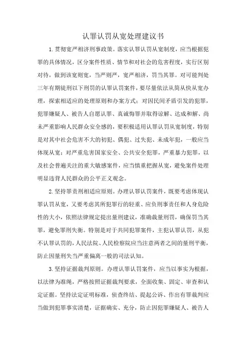 认罪认罚从宽处理建议书