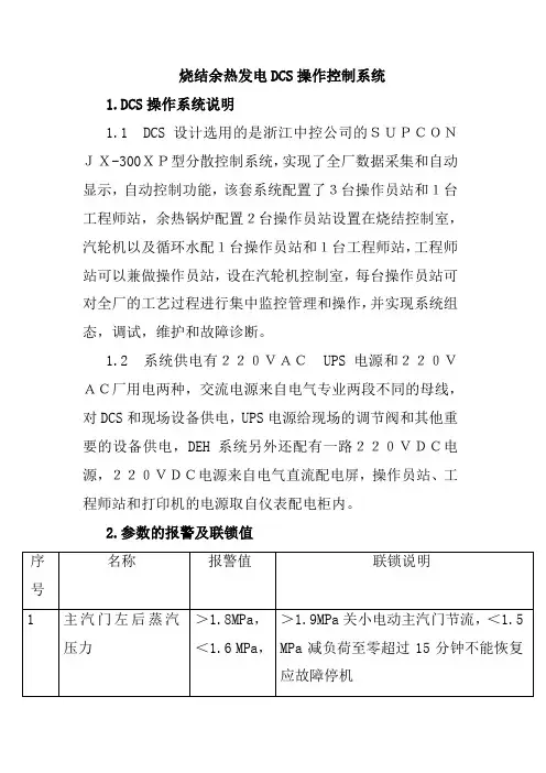 烧结余热发电DCS操作控制系统