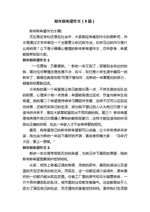 新年新希望作文（9篇）
